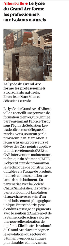 Formation chaux chanvre