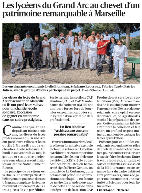 Chantier ecole Marseile 26 mai 2026
